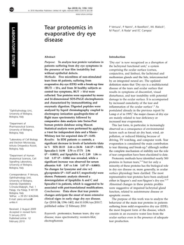 Tear Proteomics in Evaporative Dry Eye Disease