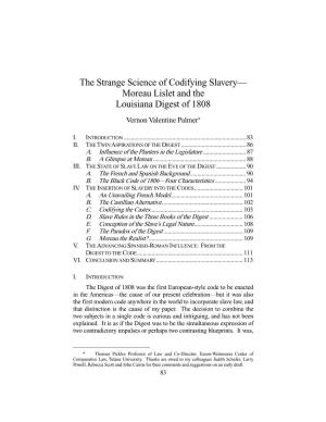 Moreau Lislet and the Louisiana Digest of 1808