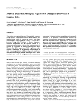 Analysis of Cubitus Interruptus Regulation in Drosophila Embryos and Imaginal Disks
