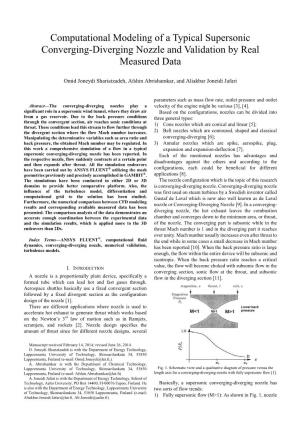 Computational Modeling of a Typical Supersonic Converging-Diverging Nozzle and Validation by Real Measured Data