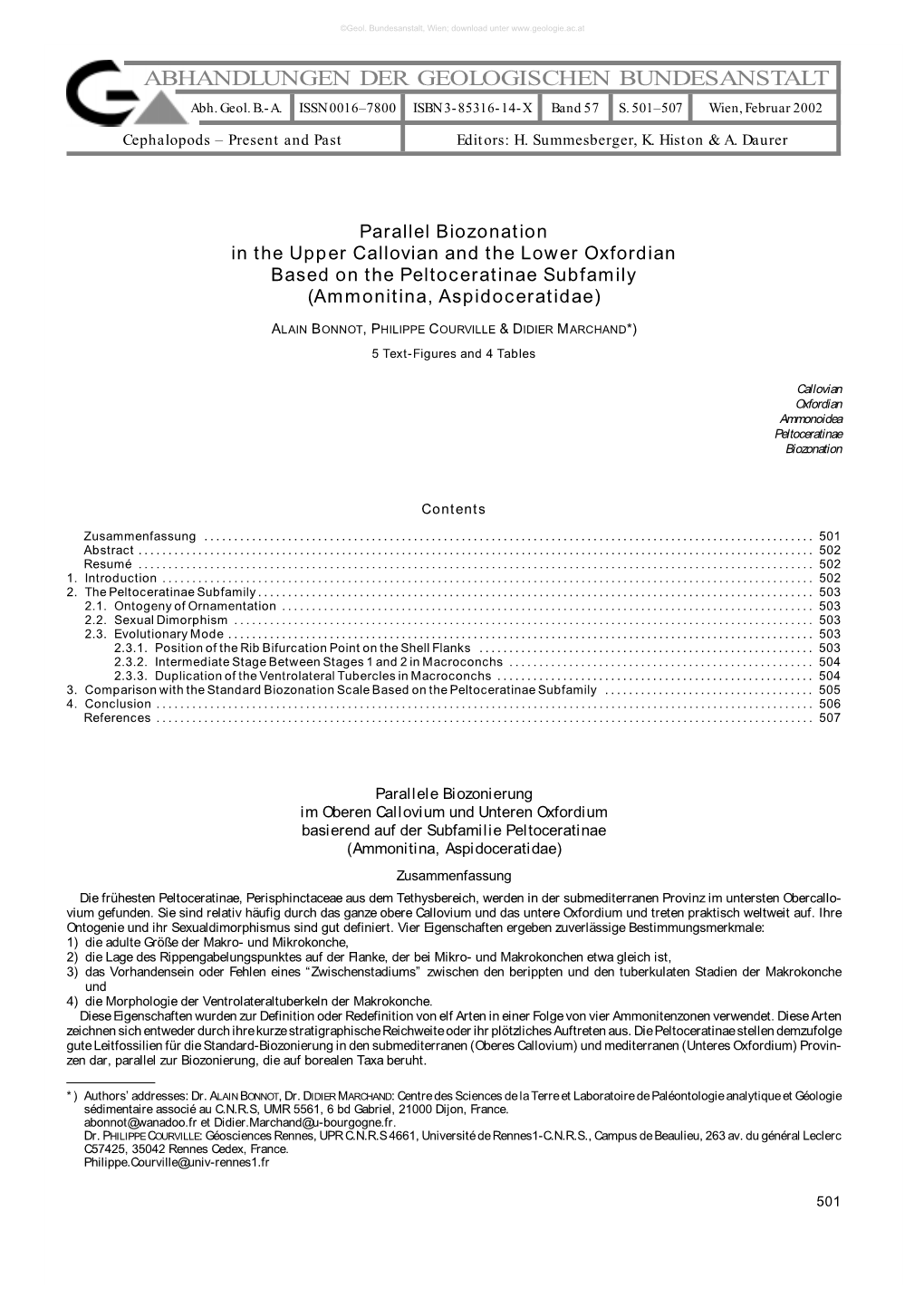 ABHANDLUNGEN DER GEOLOGISCHEN BUNDESANSTALT Abh