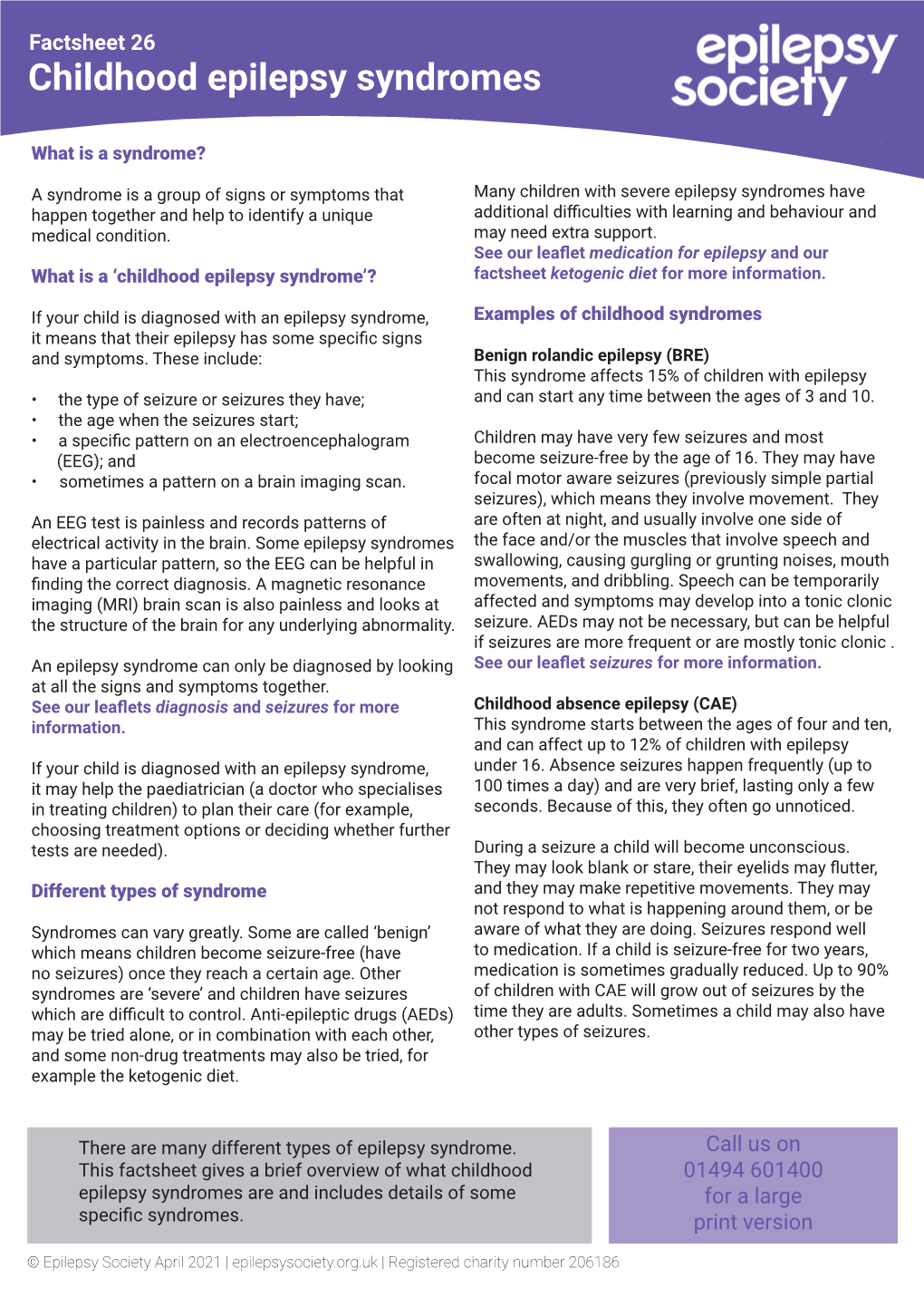 Childhood Epilepsy Syndromes April 2021.Indd