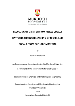 Recycling of Spent Lithium Nickel-Cobalt Batteries