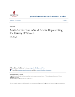 Multi-Architecture in Saudi Arabia: Representing the History of Women Salwa Nugali