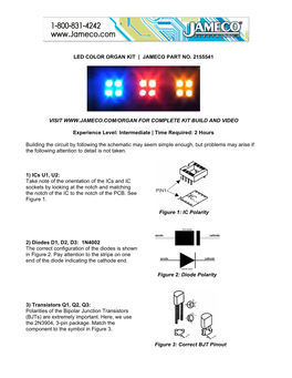 Led Color Organ Kit | Jameco Part No. 2155541 Visit Www