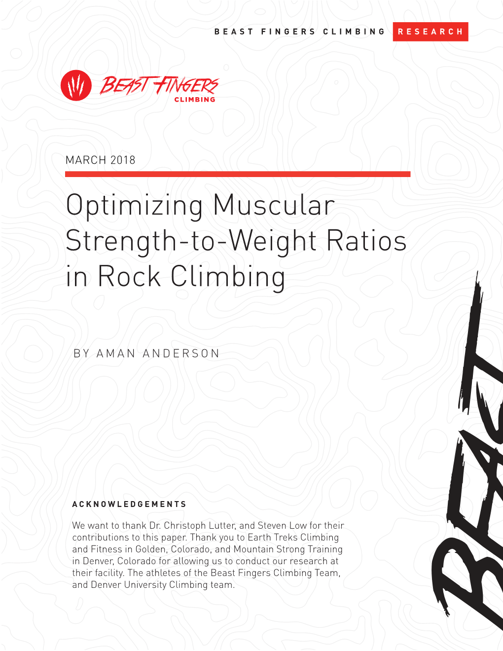 Optimizing Muscular Strength-To-Weight Ratios in Rock Climbing