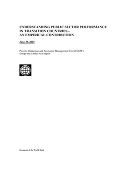 Understanding Public Sector Performance in Transition Countries – an Empirical Contribution