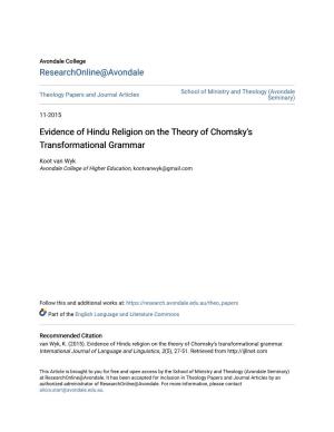 Evidence of Hindu Religion on the Theory of Chomsky's Transformational Grammar