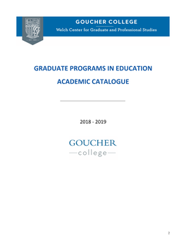 Graduate Programs in Education Proposed Academic Calendar, 2018 - 2019