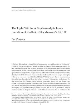 Pretation of Karlheinz Stockhausen's LICHT Ian Parsons
