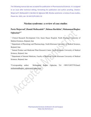 Nicolau Syndrome: a Review of Case Studies, Pharm Sci