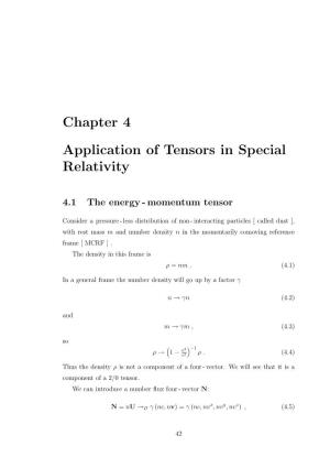 Chapter 4 Application of Tensors in Special Relativity