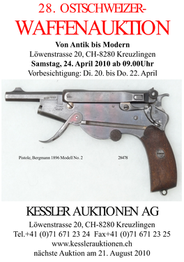 28. OSTSCHWEIZER WAFFENAUKTION Von Antik Bis Modern an Der Löwenstrasse 20, CH-8280 Kreuzlingen