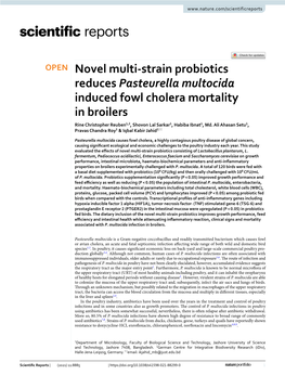 Novel Multi-Strain Probiotics Reduces Pasteurella Multocida Induced Fowl