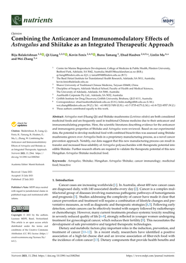 Combining the Anticancer and Immunomodulatory Effects of Astragalus and Shiitake As an Integrated Therapeutic Approach