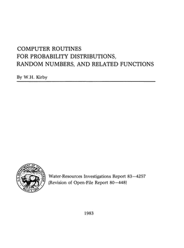 Computer Routines for Probability Distributions, Random Numbers, and Related Functions