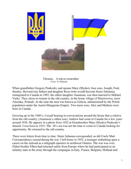Ukraine, a Trip to Remember When Grandfather Gregory Pankoski, And