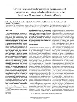Oxygen, Facies, and Secular Controls on the Appearance of Cryogenian and Ediacaran Body and Trace Fossils in the Mackenzie Mountains of Northwestern Canada