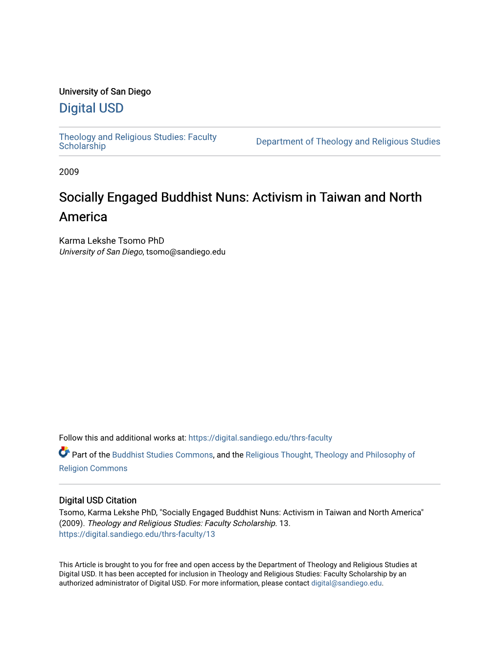 Socially Engaged Buddhist Nuns: Activism in Taiwan and North America