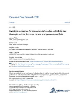 Poisonous Plant Research (PPR)
