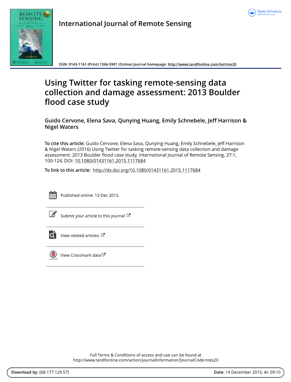 2013 Boulder Flood Case Study