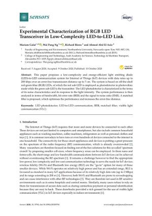 Experimental Characterization of RGB LED Transceiver in Low-Complexity LED-To-LED Link