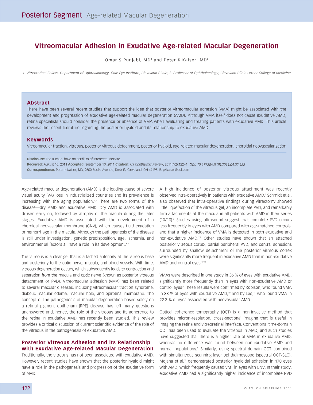 Vitreomacular Adhesion in Exudative Age-Related Macular Degeneration