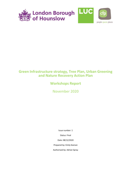 Green Infrastructure Strategy, Tree Plan, Urban Greening and Nature Recovery Action Plan Workshops Report November 2020