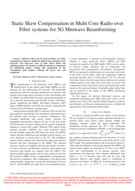 Static Skew Compensation in Multi Core Radio Over Fiber Systems for 5G Mmwave Beamforming