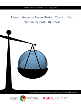A Commitment to Reconciliation: Canada's Next Steps in the Post