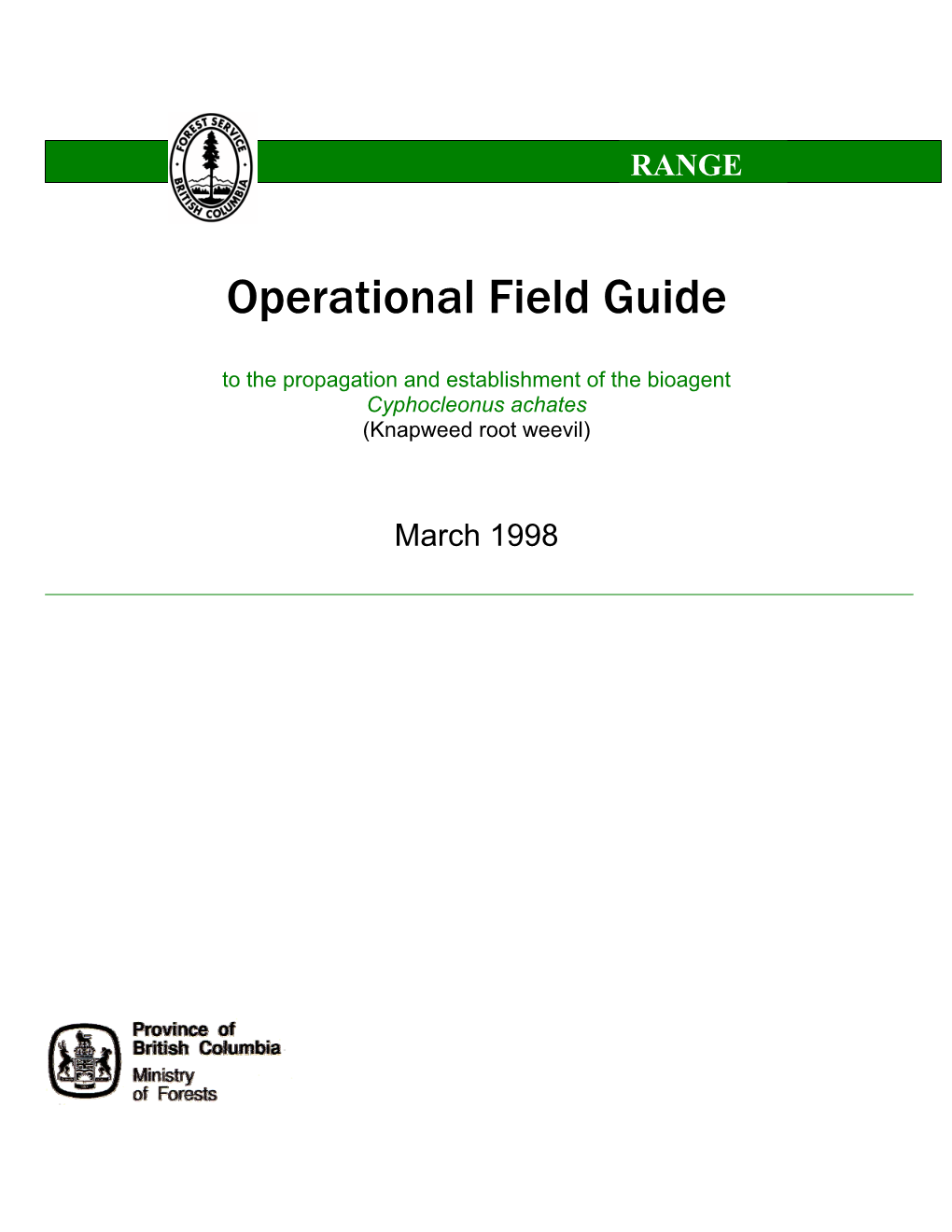 Cyphocleonus Achates (Knapweed Root Weevil) – Operational Field Guide