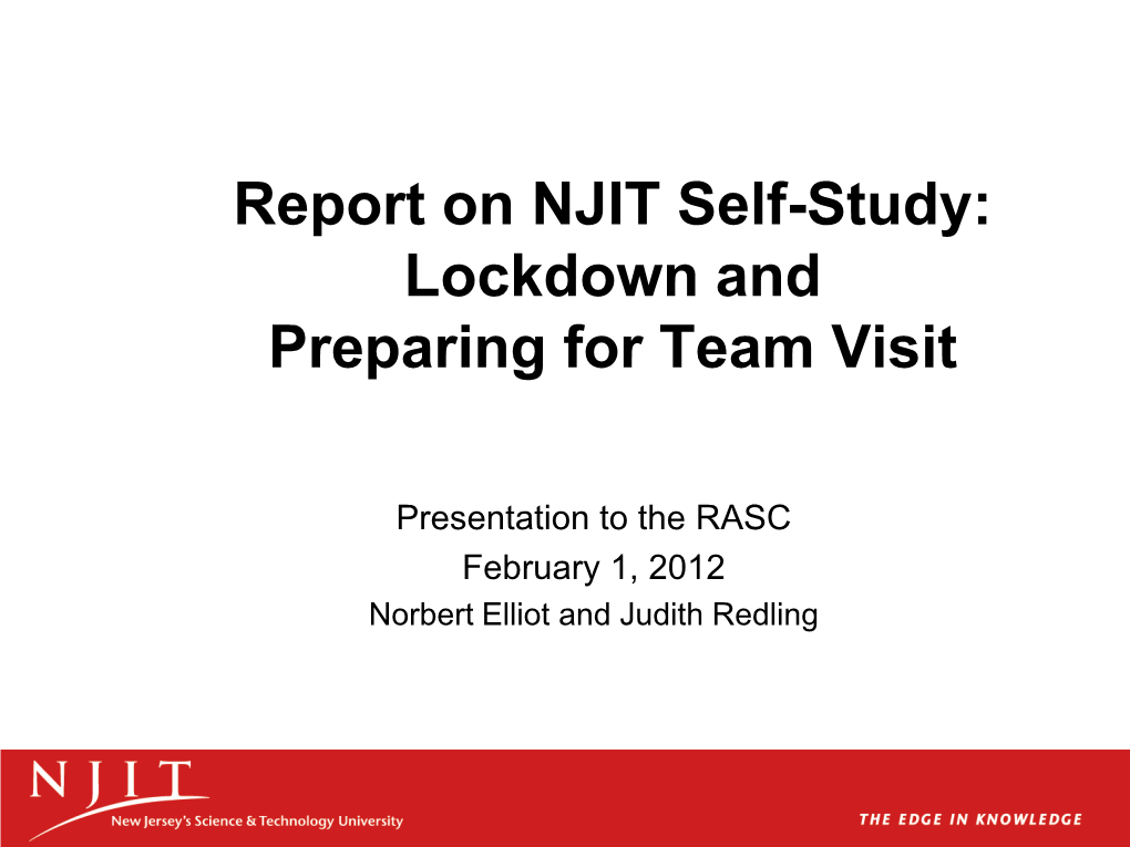 Presentation to Rapid Assessment and Steering Committee