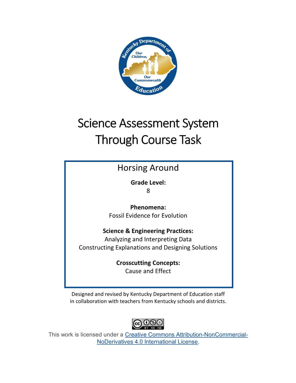 Science Assessment System Through Course Task