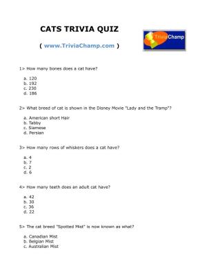 Cats Trivia Quiz