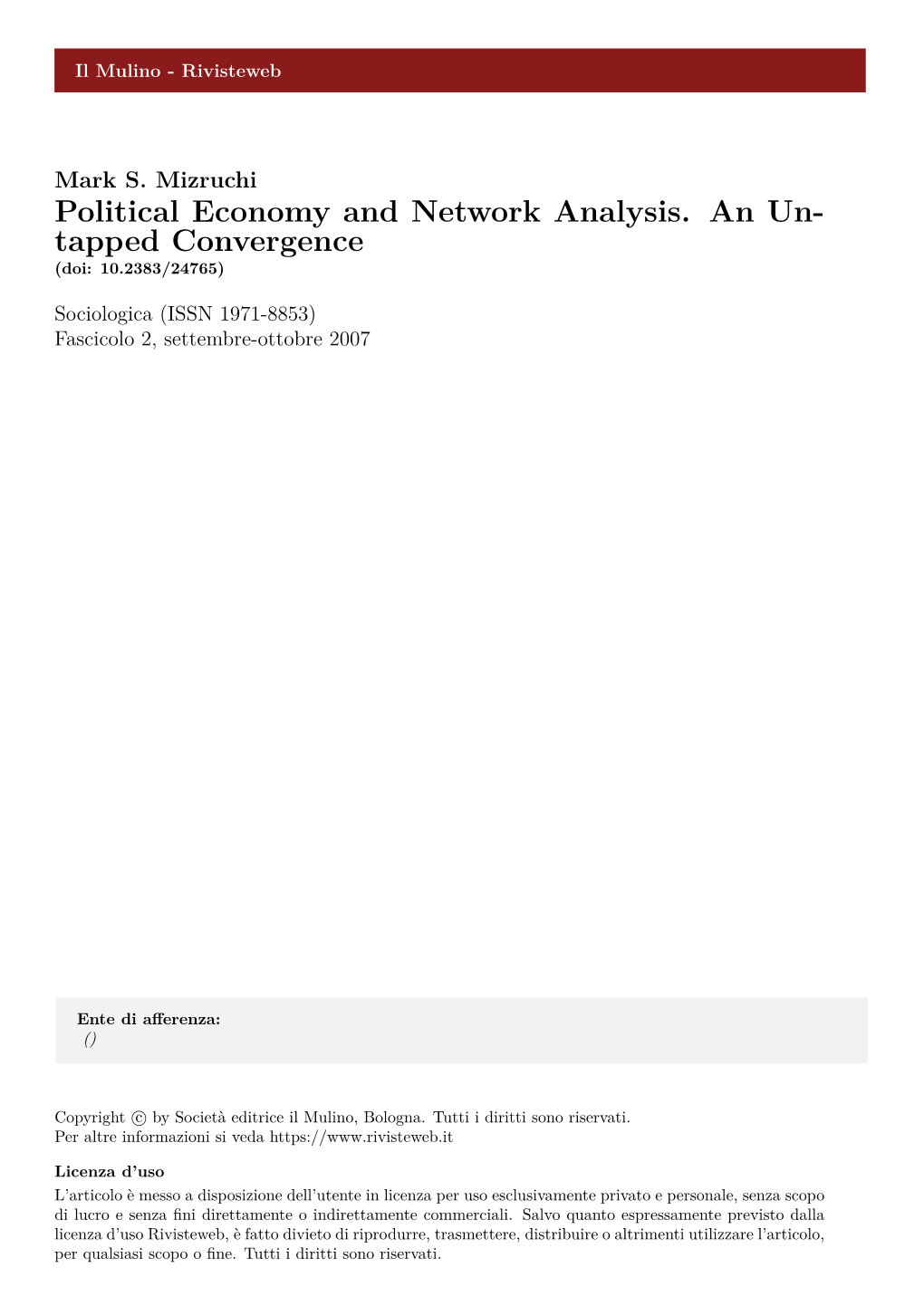 Political Economy and Network Analysis