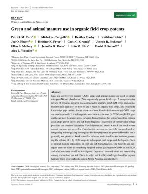 Green and Animal Manure Use in Organic Field Crop Systems