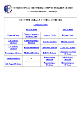 Contact Details of Cesc Officers