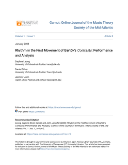 Rhythm in the First Movement of Bartók's Contrasts