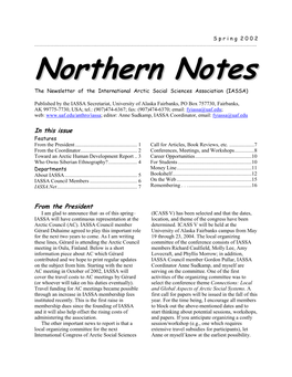 Northern Notes and IASSA.Net, to Session and Roundtable Titles and Chairs Included: Providing Ideas for ICASS V and the IASSA Circumpolar Mobility Program