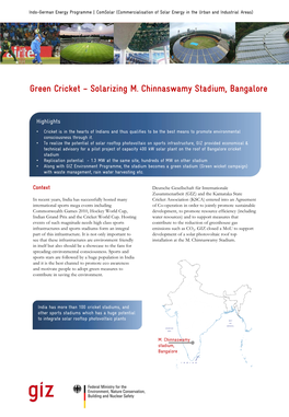 Green Cricket – Solarizing M. Chinnaswamy Stadium, Bangalore