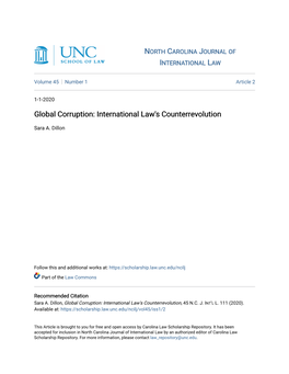 Global Corruption: International Law's Counterrevolution