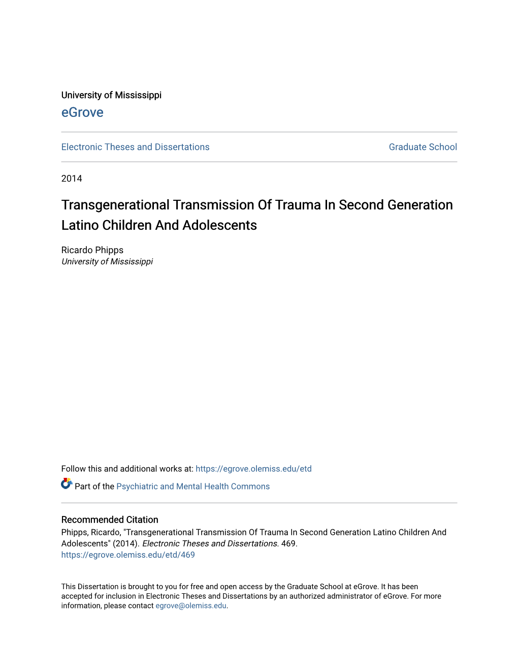 intergenerational transmission of trauma