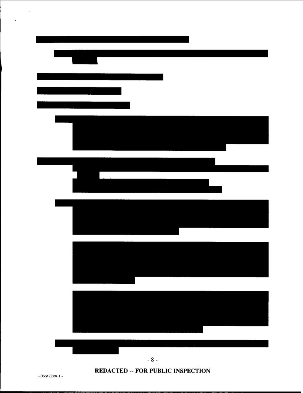 REDACTED -- for PUBLIC INSPECTION -Doc# 22594 I - -9- REDACTED -- for PUBLIC INSPECTION -Doc# 22594 I