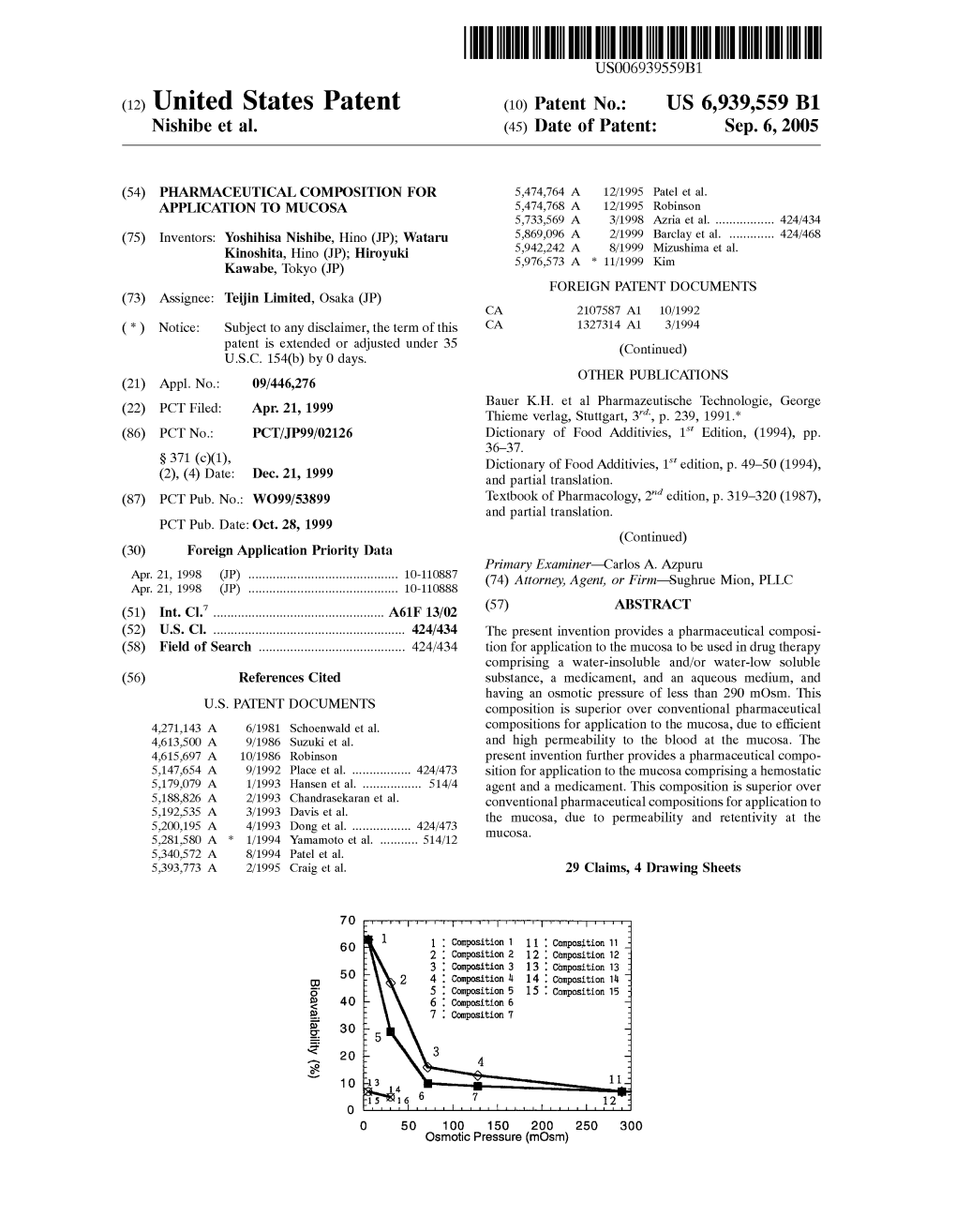 (12) United States Patent (10) Patent No.: US 6,939,559 B1 Nishibe Et Al