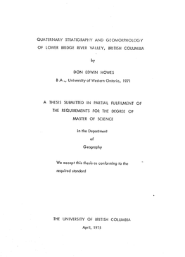 Quaternary Stratigraphy and Geomorphology of Lower