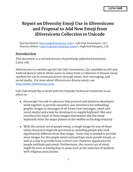 Report on Diversity Emoji Use in Idiversicons and Proposal to Add New Emoji from Idiversicons Collection to Unicode