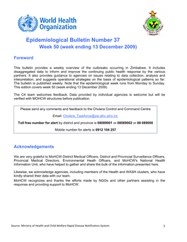 Epidemiological Bulletin Number 37 Week 50 (Week Ending 13 December 2009)