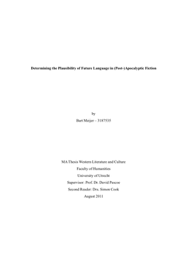 Determining the Plausibility of Future Language in (Post-)Apocalyptic Fiction