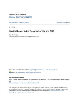 Medical Botany in the Treatment of HIV and AIDS