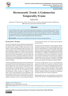 Hermeneutic Trend: a Gadamerian Temporality Frame